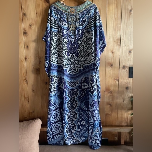 Camilla Kaftan Silk Cover up Dress jeweled embellished O/S - Picture 4 of 11